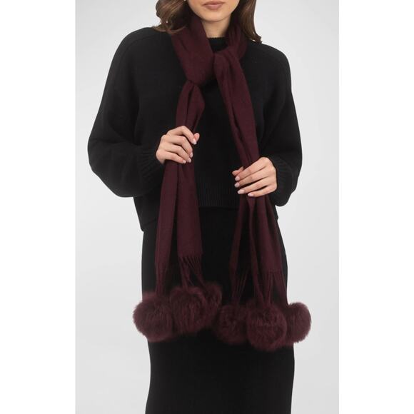 Rong Jia Cashmere Scarf Pre loved Dark Burgundy Wine Color - Picture 1 of 7